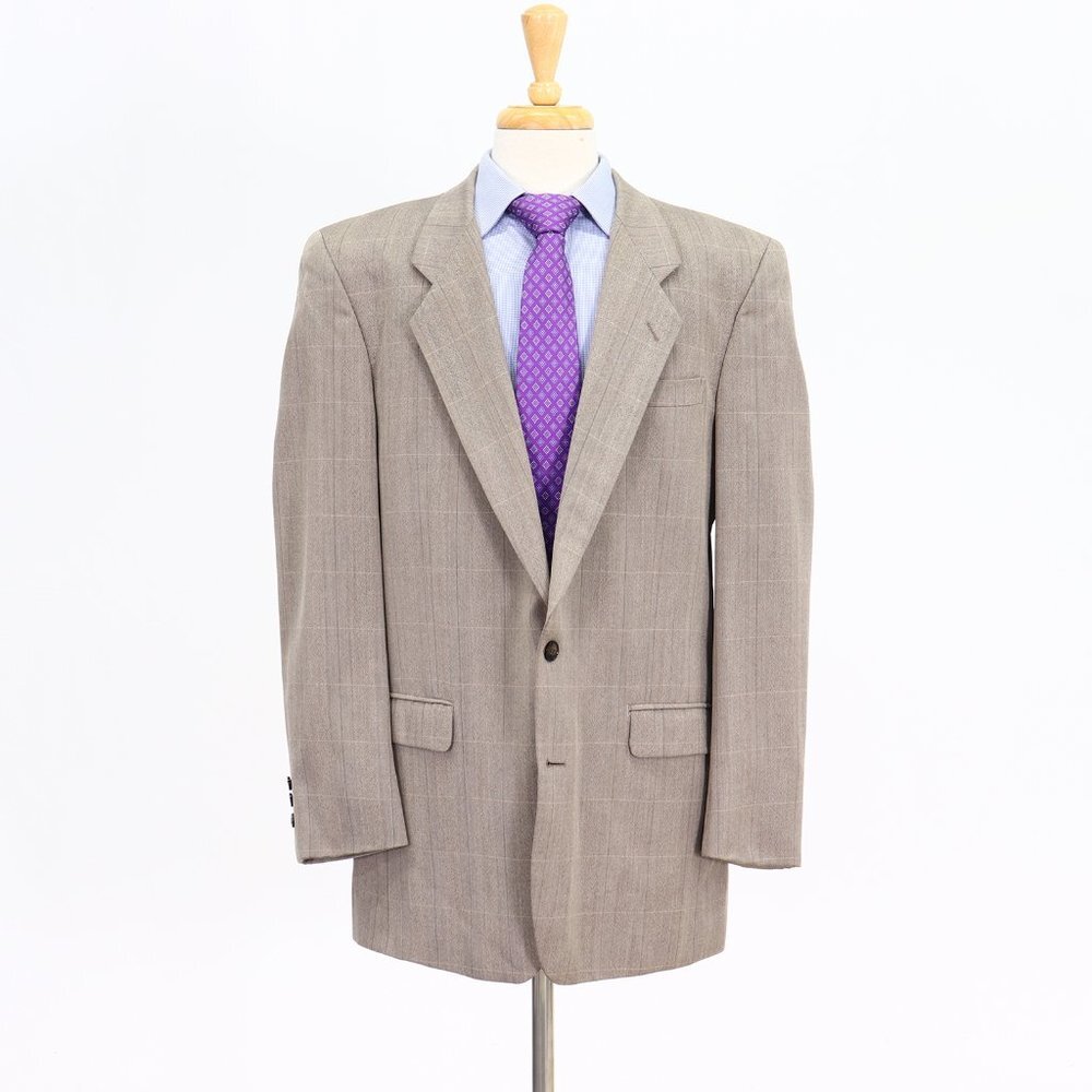Vintage 1990s 44L Brown Check 2-Button Sport Coat Blazer Jacket B932